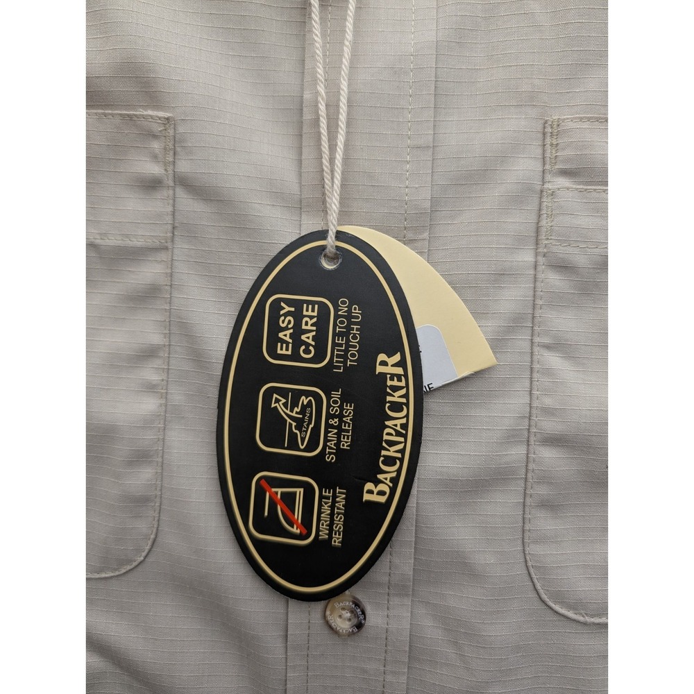 Backpacker Men's Shirt LT Beige Button Up Long Sleeve Pockets Nwt‎ - Picture 3 of 11